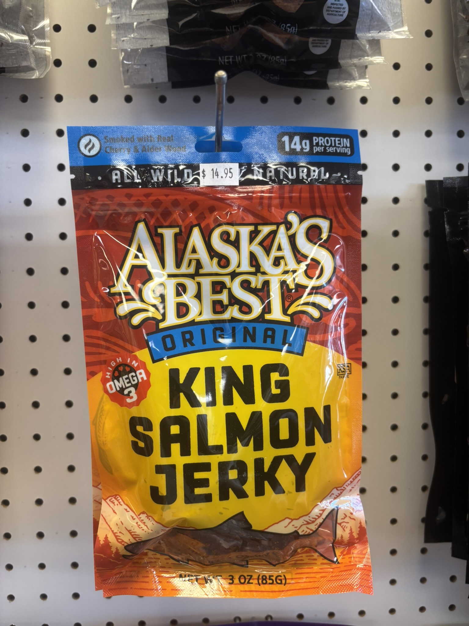 Alaska's Best Salmon Jerky jerky on the shelf at The Beef Jerky Emporium