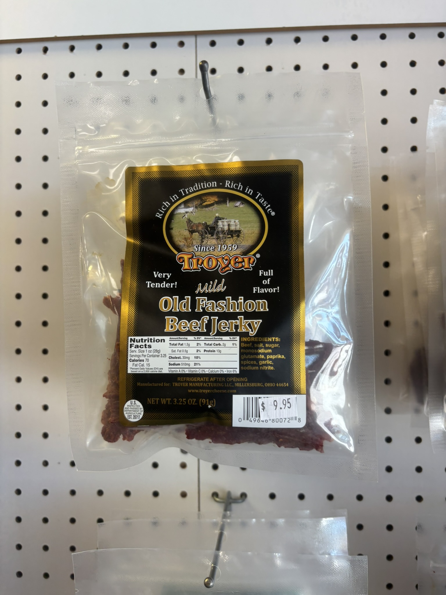 Troyer jerky on the shelf at The Beef Jerky Emporium