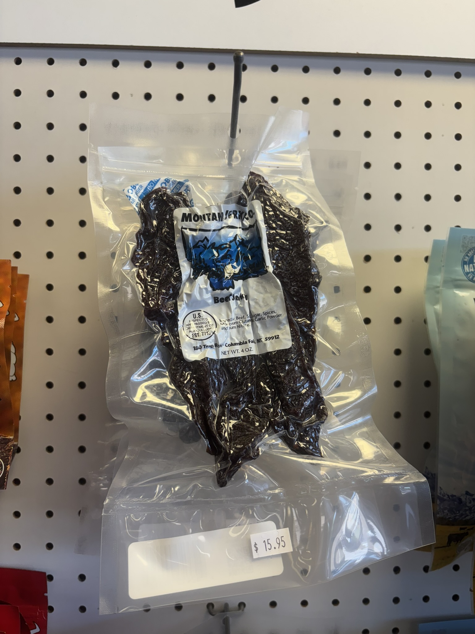 Montana jerky on the shelf at The Beef Jerky Emporium
