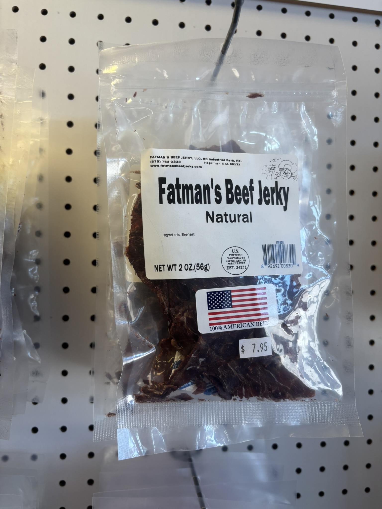 Fatman's jerky on the shelf at The Beef Jerky Emporium
