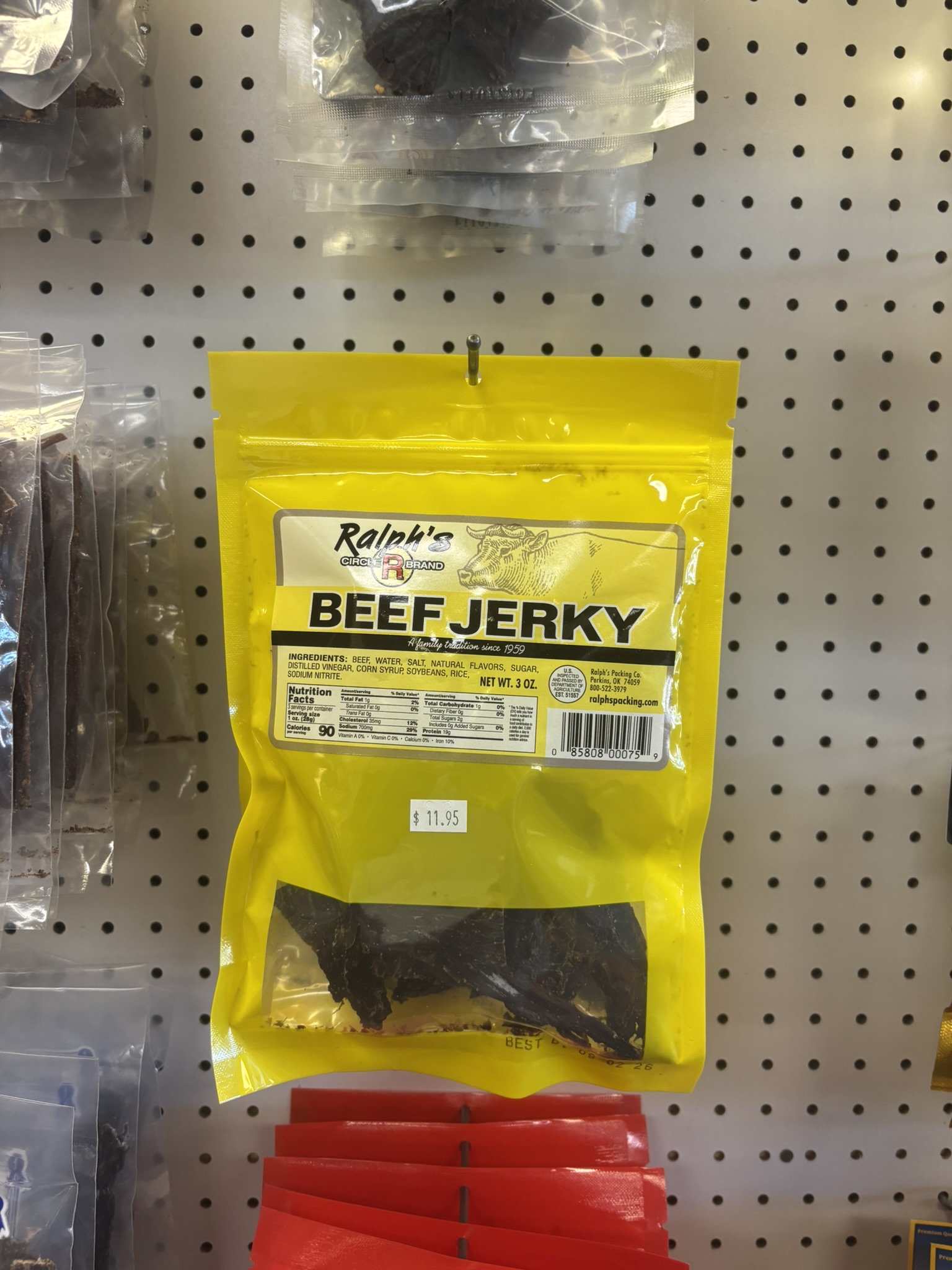 Ralph's jerky on the shelf at The Beef Jerky Emporium