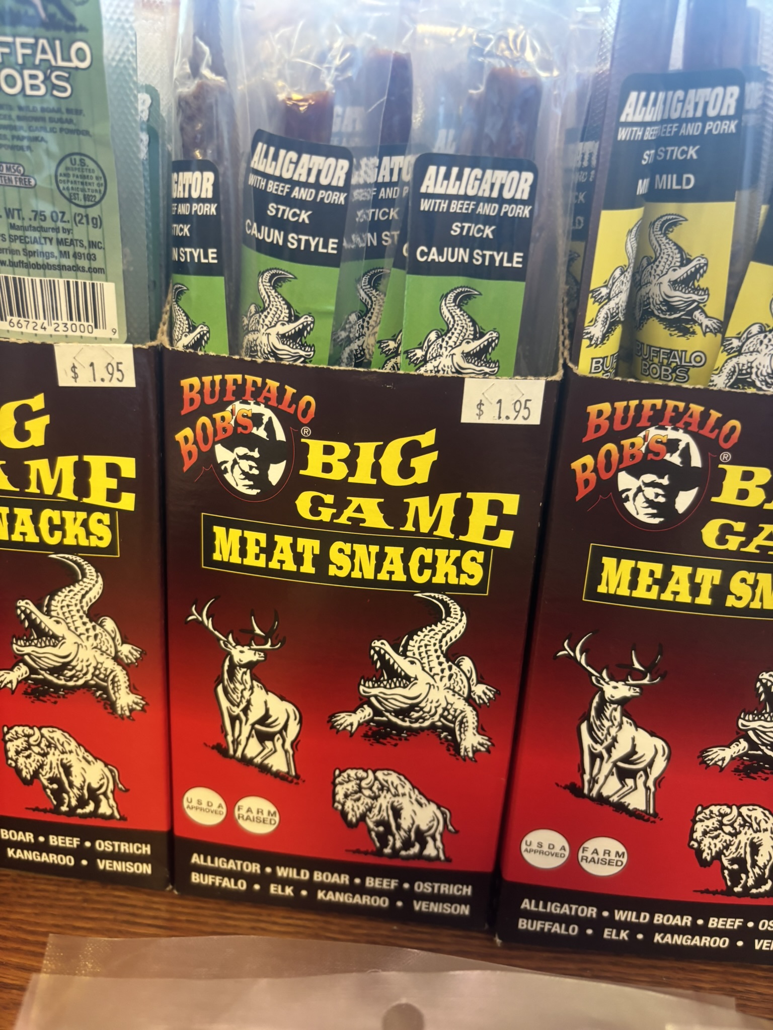 Buffalo Bob's jerky on the shelf at The Beef Jerky Emporium