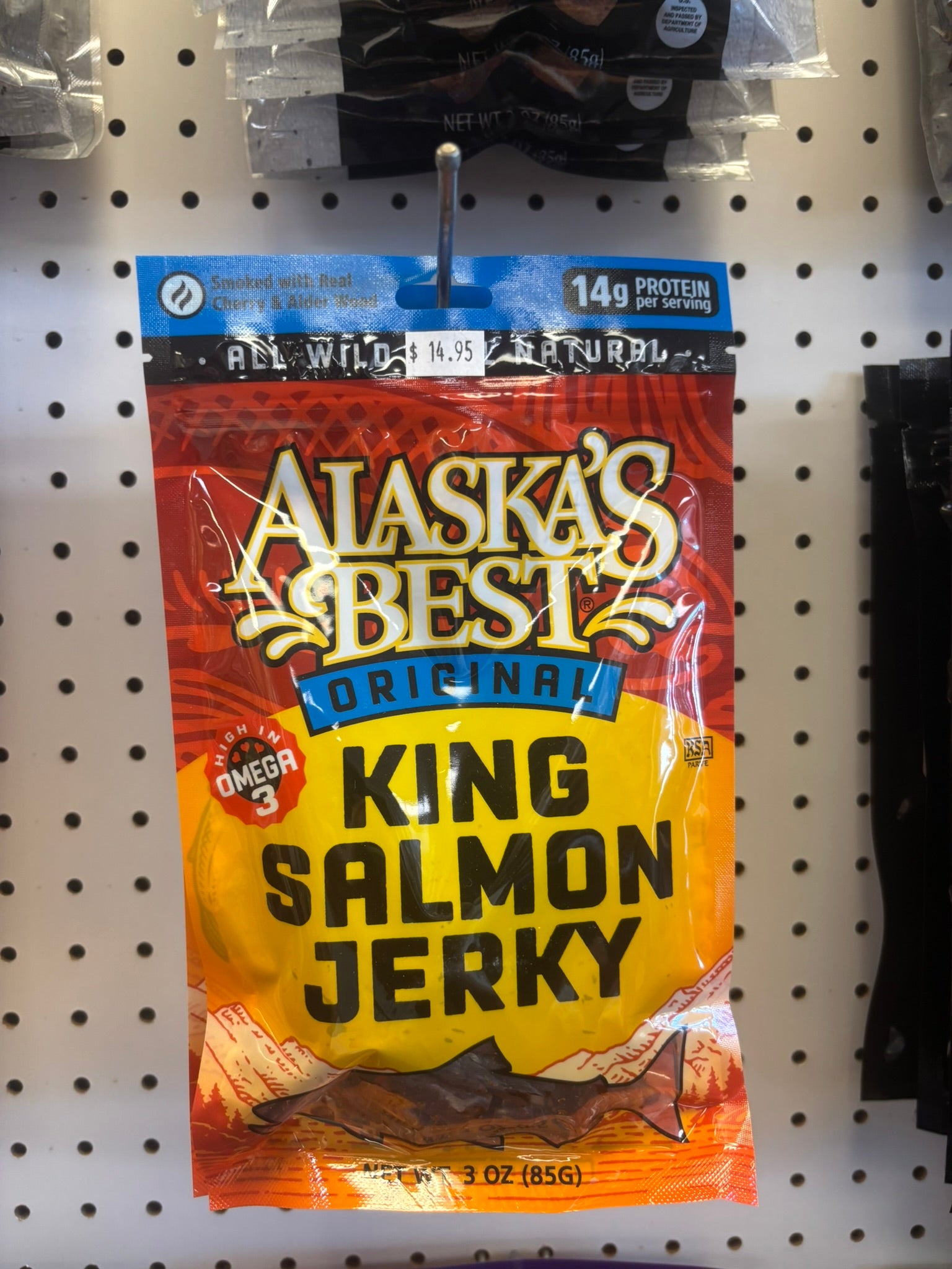 Alaska's Best Salmon Jerky jerky on the shelf at The Beef Jerky Emporium