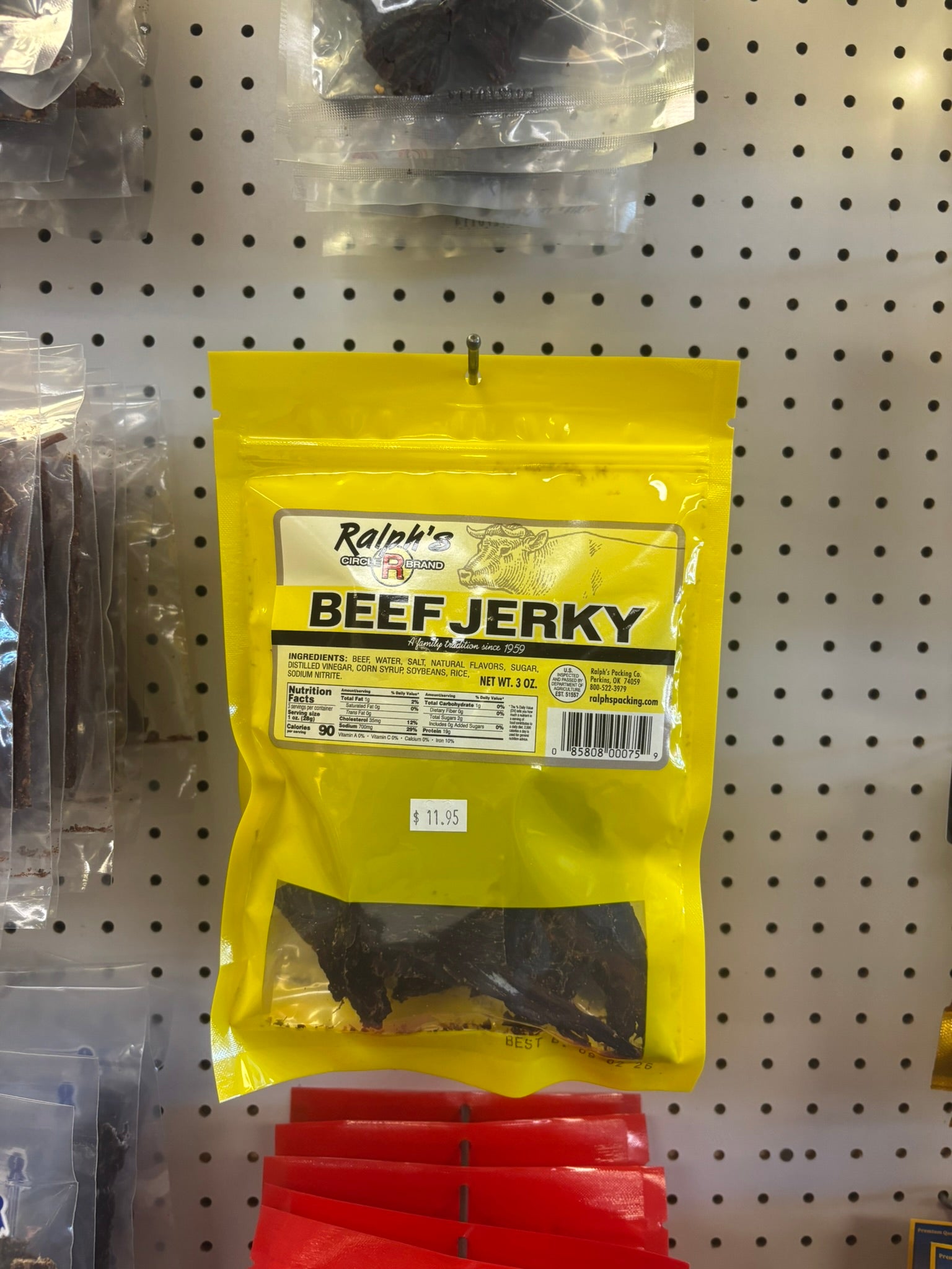 Ralph's jerky on the shelf at The Beef Jerky Emporium