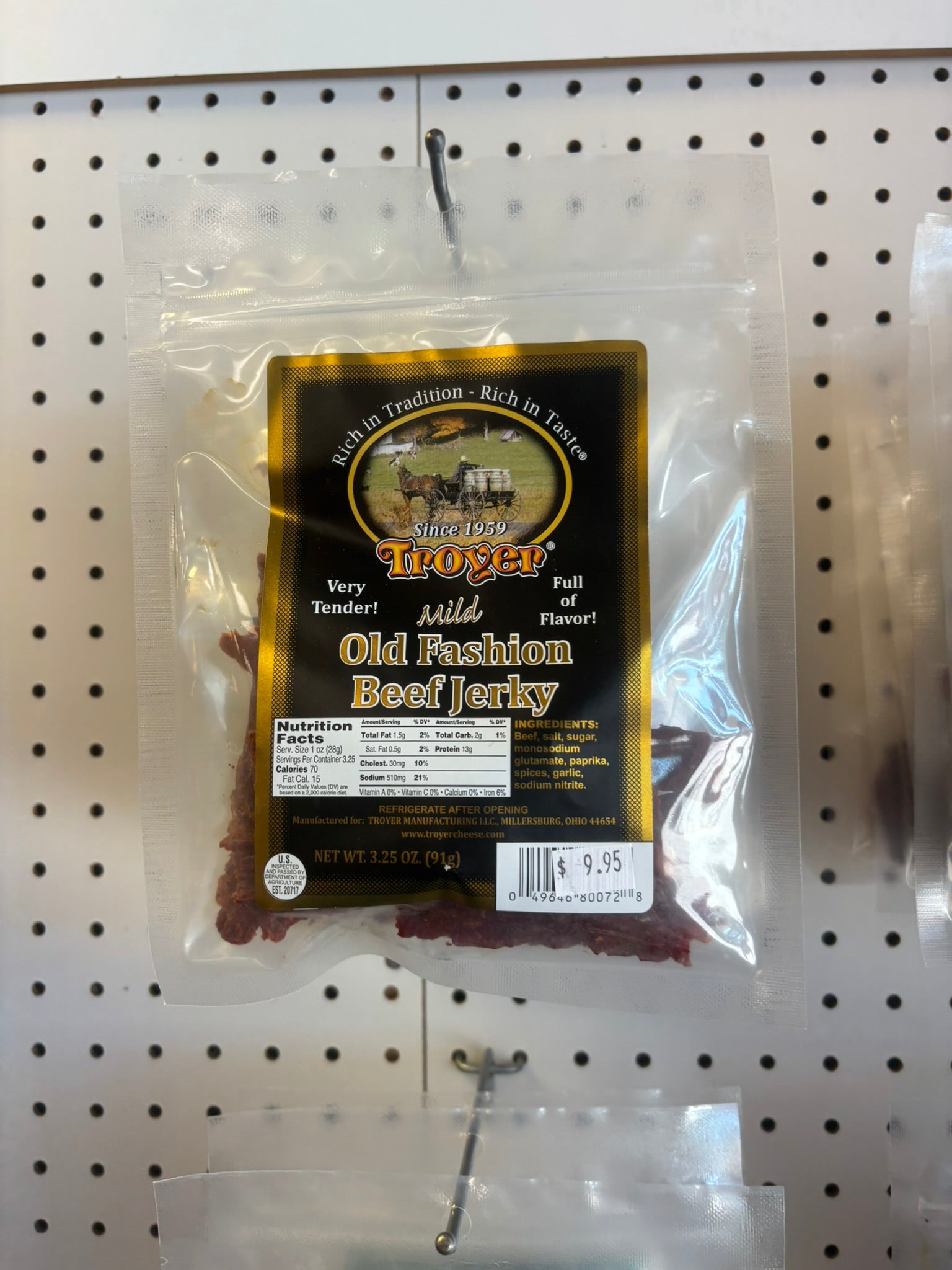 Troyer jerky on the shelf at The Beef Jerky Emporium