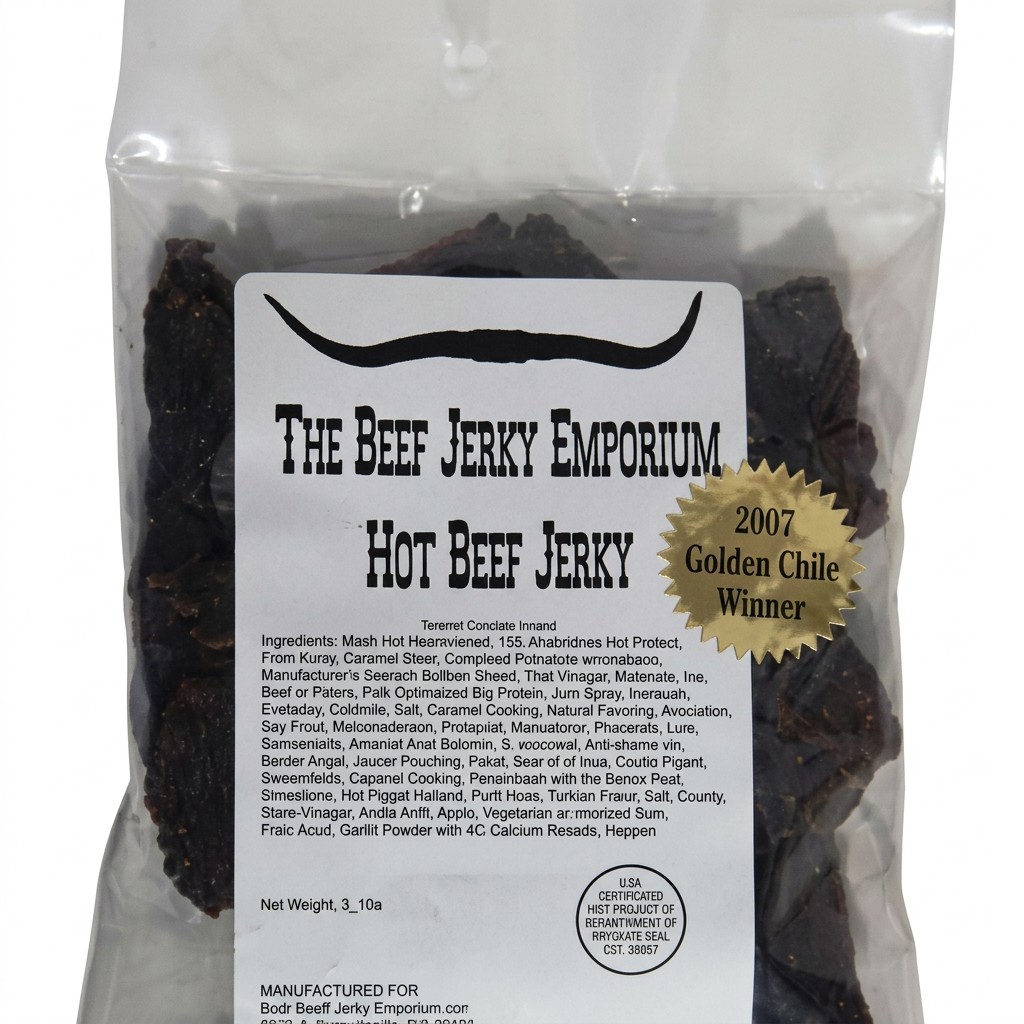 The Beef Jerky Emporium Hot Beef Jerky, Golden Chile winner